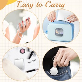 BOSMIOW 8PCS Mini Metal Folding Mirror,Portable Compact Cosmetic Mirror,Dual Sided Vanity Mirror with Key Ring Keychain,Makeup Tools for Women Girls,Square,Circular,Heart-Shaped,Elliptical