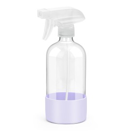 Rionisor Glass Spray Bottles with Silicone Sleeve Protection, Empty 16 oz Refillable Containers, Reusable Spray Bottles with Adjustable Nozzle for Hair, Cleaning Solutions, 1 Pack Purple
