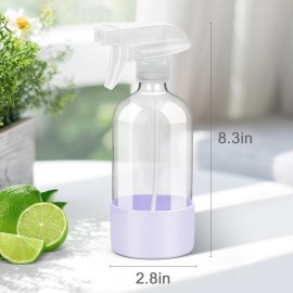 Rionisor Glass Spray Bottles with Silicone Sleeve Protection, Empty 16 oz Refillable Containers, Reusable Spray Bottles with Adjustable Nozzle for Hair, Cleaning Solutions, 1 Pack Purple Rionisor Glass Spray Bottles with Silicone Sleeve Protection, Empty 16 oz Refillable Containers, Reusable Spray Bottles with Adjustable Nozzle for Hair, Cleaning Solutions, 1 Pack Purple