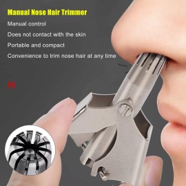 Manual Nose Hair Trimmer, 360 Degrees Rotate Stainless Steel with R Round Head Nasal Hair Trimmer Nasal Hair Cutter for Men Manual Nose Hair Trimmer, 360 Degrees Rotate Stainless Steel with R Round Head Nasal Hair Trimmer Nasal Hair Cutter for Men