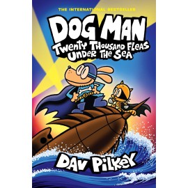 Dav Pilkey Dog Man Twenty Thousand Fleas Under The Sea Gift Set Includes Hardcover Book 11, Dog Man\'s Bark Knight Backpack Pull Plush Book Character, and Activity Pages