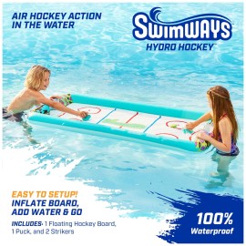 SwimWays Hydro Hockey Inflatable Water Floating Table Hockey Set, Pool Toy for Kids Ages 5+