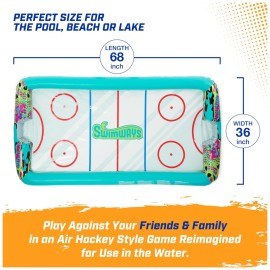 SwimWays Hydro Hockey Inflatable Water Floating Table Hockey Set, Pool Toy for Kids Ages 5+