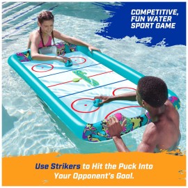SwimWays Hydro Hockey Inflatable Water Floating Table Hockey Set, Pool Toy for Kids Ages 5+