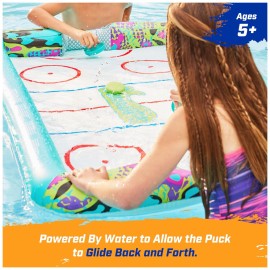 SwimWays Hydro Hockey Inflatable Water Floating Table Hockey Set, Pool Toy for Kids Ages 5+