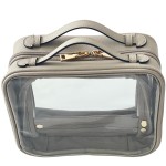 JAZD Clear Makeup Bag Toiletry Bag for Women Cosmetic Case Large Capacity Travel Make Up Bag Organizer Transparent Storage Compartment TSA Approved (GRAY)