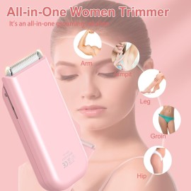 ENSSU Bikini Trimmer for Women with Type-C Rechargeable, Portable Pubic Hair Trimmer for Arms, Legs, Underarms, Electric Lady Body Shaver for Women & Men, Waterproof & Compact Size, Pink
