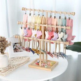 AOFLLU Baby Headband Holder - 3-Tier Wooden Headband Organizer - Hairbands holder Hair Accessories Organizer Storage - Baby Present Registry and Baby Shower List for Nursery Decor