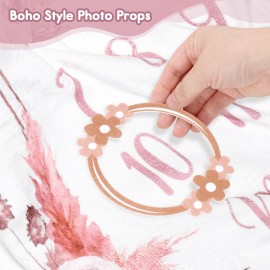 Gicoherero Floral Boho Baby Monthly Milestone Blanket Little Girl Bohemian Photo Prop Blanket Personalized Bliss Baby Present Pampas Grass Ideas for Newborn Princess Pinkk Nursery Dcor 40 X 50