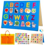 Foldable,Freestanding Felt Flannel Board Set for Toddlers,With 75 Felt Learning Letters Numbers Pieces,Double-Sided,With Storage Bag,for Parent-Child Story Time,Preschool,Classroom,Journey Time