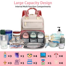 Legestori Diaper Bag Backpack, Baby Girl Diaper Bag, Large Diaper Bag Backpack Gift for Girls, Baby Diper Backpack for Travel with Insulated Pockets and Stroller Straps