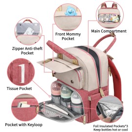 Legestori Diaper Bag Backpack, Baby Girl Diaper Bag, Large Diaper Bag Backpack Gift for Girls, Baby Diper Backpack for Travel with Insulated Pockets and Stroller Straps