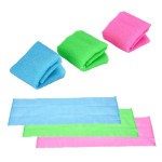 TranquilBeauty Exfoliating Towel Set of 3 - Soft, Quick-Dry Scrub Towels for Body (Not for Face) | Deep Cleanse | Machine Washable | Korean Exfoliating Cloth | 36x12 Inches - Green, Blue, Pink