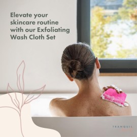 TranquilBeauty Exfoliating Towel Set of 3 - Soft, Quick-Dry Scrub Towels for Body (Not for Face) | Deep Cleanse | Machine Washable | Korean Exfoliating Cloth | 36x12 Inches - Green, Blue, Pink TranquilBeauty Exfoliating Towel Set of 3 - Soft, Quick-Dry Scrub Towels for Body (Not for Face) | Deep Cleanse | Machine Washable | Korean Exfoliating Cloth | 36x12 Inches - Green, Blue, Pink