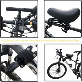 NELOMO Front Mounted Bicycle Seats for Children Kids Handlebars Foot Pedals Set Mountain Bike Child Seat Kids Bike Seat Suitable for MTB and City Bicycles