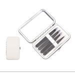 Tweezers Set - Professional Stainless Steel Tweezers Kit for Eyebrows for Women and Men with Mirror& Leather Travel Case, Facial Hair Ingrown Hair Removal (4 Pcs, Black)