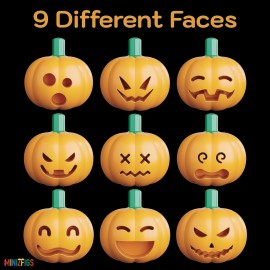 Minizfigs Halloween Spooky Pumpkin Set - 70 Piece Bulk Orange Jack-O-Lantern Pumpkins, Bats, Spiders Classic Building Toy Accessories for Lego Minifigures | Compatible with Most Major Brands