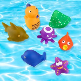Color Changing No Hole Bath Toys for Kids Toddlers, Color Change Sea Creatures Ocean Animal Toys with Drying Bag(9 Pack), Baby Bath Toys Water Toys Floating Fish Toys
