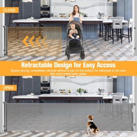 125 Inch Retractable Baby Gates for Wide Openings Extra Long Retractable Dog Gates for The House Extra Wide Retractable Pet Gates for Dogs Indoor Outdoor Large Stair Gates for Kids or Pets, Grey
