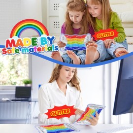 Squishy Sensory Toys for Kids - Fidget Toy Sensory Tube Filled with Colorful Goo, Glitter, Calming Tool for Autism, ADHD - Easter Basket Stuffer, Classroom Prizes, Goodie Bag Stuffers (Rainbow)