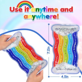 Squishy Sensory Toys for Kids - Fidget Toy Sensory Tube Filled with Colorful Goo, Glitter, Calming Tool for Autism, ADHD - Easter Basket Stuffer, Classroom Prizes, Goodie Bag Stuffers (Rainbow)