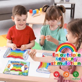 Squishy Sensory Toys for Kids - Fidget Toy Sensory Tube Filled with Colorful Goo, Glitter, Calming Tool for Autism, ADHD - Easter Basket Stuffer, Classroom Prizes, Goodie Bag Stuffers (Rainbow)