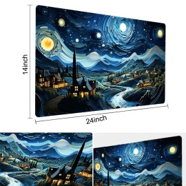 MTG Playmat Size 24x14in Free Storage Bags Non-Slip Backing, Ideal for Card Game Enthusiasts TCG Playmat (Galaxy Fantasy-No Deck)