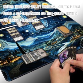 MTG Playmat Size 24x14in Free Storage Bags Non-Slip Backing, Ideal for Card Game Enthusiasts TCG Playmat (Galaxy Fantasy-No Deck)