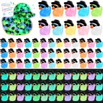 Barydat 150 Pcs Luminous Mini Resin Ducks Bulk Glow in The Dark Tiny Cowboy Duck with Sunglasses and Hat Tiny Resin Figures Ornaments for Micro Landscape Garden Dollhouse Decor DIY Craft Cake