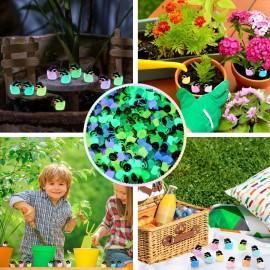 Barydat 150 Pcs Luminous Mini Resin Ducks Bulk Glow in The Dark Tiny Cowboy Duck with Sunglasses and Hat Tiny Resin Figures Ornaments for Micro Landscape Garden Dollhouse Decor DIY Craft Cake