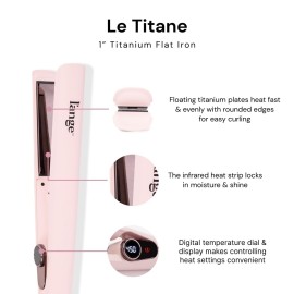L\'ANGE HAIR Le Titane Titanium Curling Flat Iron for All Hair Types | Dual Voltage for Travel | Hair Straightener and Curler 2 in 1 (Blush 1)