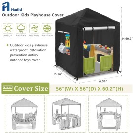 Hadisi Outdoor Kids Playhouse Cover,600D Heavy Duty Waterproof Play House Covers,56 W x 56 D x 60 H,Suitable for All Around Playtime Patio with Canopy Playset -Black