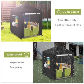 Hadisi Outdoor Kids Playhouse Cover,600D Heavy Duty Waterproof Play House Covers,56 W x 56 D x 60 H,Suitable for All Around Playtime Patio with Canopy Playset -Black