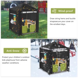 Hadisi Outdoor Kids Playhouse Cover,600D Heavy Duty Waterproof Play House Covers,56 W x 56 D x 60 H,Suitable for All Around Playtime Patio with Canopy Playset -Black
