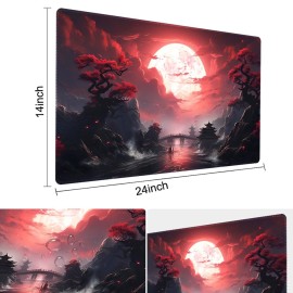 Board Game 14x24in MTG Playmat Compatible for OCG CCG RPG TCG Playmats (Blood Moon Secrets)