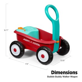 Baby Walker Wagon, Baby Toy Cart, Toddler Toys, Rolling Cart, Radio Flyer Bubble Buddy Walker Wagon for Kids Ages 1-4 Years, Red