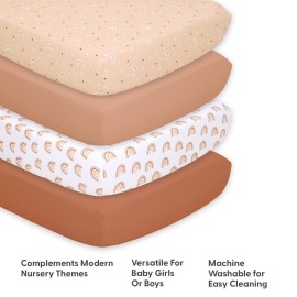 The Peanutshell 4-Pack Fitted Crib Sheet Set - Super Soft & Breathable Baby Girl or Boy Crib Sheets, Nursery Decor, Fit for Standard Mattress Cover- Boho