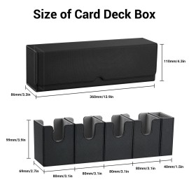FOTEEMO Card Deck Box for MTG, 5 in 1 Commander Deck Box Deck Box Trading Card Deck Storage Box Holding 400+ Sleeved Cards Magic Commander TCG Sports Card Box (Black and Grey)