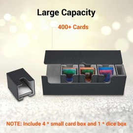 FOTEEMO Card Deck Box for MTG, 5 in 1 Commander Deck Box Deck Box Trading Card Deck Storage Box Holding 400+ Sleeved Cards Magic Commander TCG Sports Card Box (Black and Grey)