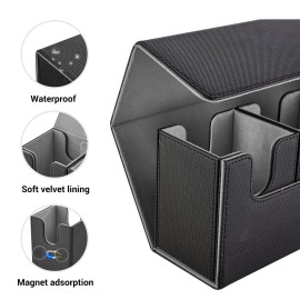 FOTEEMO Card Deck Box for MTG, 5 in 1 Commander Deck Box Deck Box Trading Card Deck Storage Box Holding 400+ Sleeved Cards Magic Commander TCG Sports Card Box (Black and Grey)