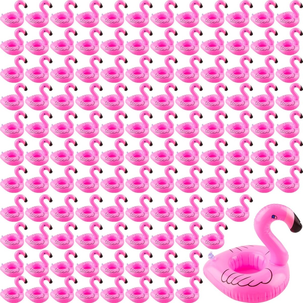 200 Pack Inflatable Flamingo Drink Holder Pink Flamingo Drink Floats Flamingo Floating Drink Holder Cup Coasters for Hot Tub Summer Beach Swim Pool Party