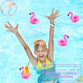 200 Pack Inflatable Flamingo Drink Holder Pink Flamingo Drink Floats Flamingo Floating Drink Holder Cup Coasters for Hot Tub Summer Beach Swim Pool Party