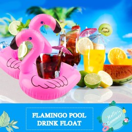 200 Pack Inflatable Flamingo Drink Holder Pink Flamingo Drink Floats Flamingo Floating Drink Holder Cup Coasters for Hot Tub Summer Beach Swim Pool Party