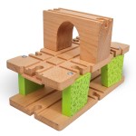 3 Level Wooden Bridge and Train Tunnel - Zany Trains - Toxic Turnpike - Viaduct Arch Bridge - Wooden Train Tracks Compatible with All Major Brands - Train Set Accessories Table