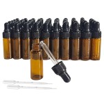 AGENIZ 50 Pcs 5ml Amber Mini Dropper Bottles Essential Oils Sample Dropper Bottles For Traveling Essential Oils Perfume Cosmetic Liquid