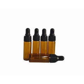 AGENIZ 50 Pcs 5ml Amber Mini Dropper Bottles Essential Oils Sample Dropper Bottles For Traveling Essential Oils Perfume Cosmetic Liquid