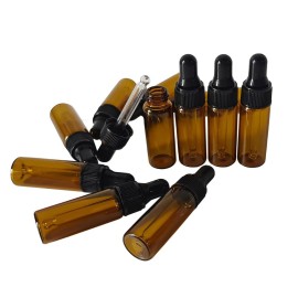 AGENIZ 50 Pcs 5ml Amber Mini Dropper Bottles Essential Oils Sample Dropper Bottles For Traveling Essential Oils Perfume Cosmetic Liquid