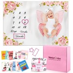 Nestworthy Milestone Blanket for Baby Girl - Perfect New Baby Girl Gifts for Newborn Girls, Newborn Essentials Photo Blanket for Age and Growth with Our Soft Fleece Milestone Blanket 60x40