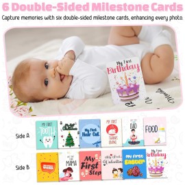 Nestworthy Milestone Blanket for Baby Girl - Perfect New Baby Girl Gifts for Newborn Girls, Newborn Essentials Photo Blanket for Age and Growth with Our Soft Fleece Milestone Blanket 60x40