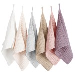 Konssy 6 Pack Baby Muslin Washcloths for Unisex 100% Cotton Wash Cloth Set for Baby Face Body Comfy and Soft for Newborn Infants Kids Girls and Boys